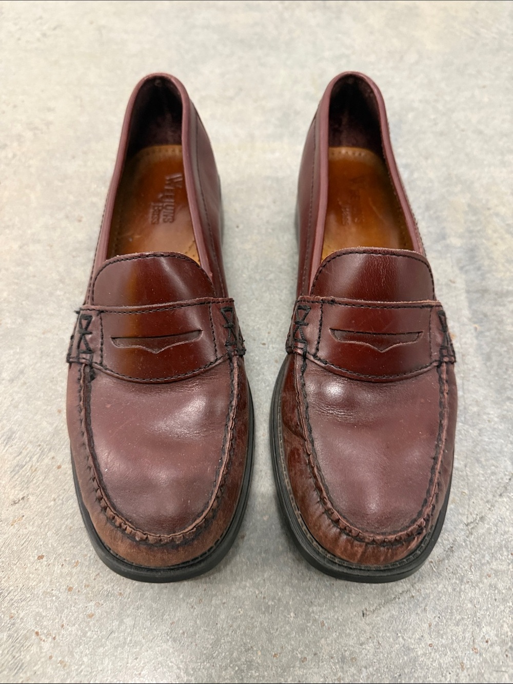 Women's Burgundy Leather Penny Loafers — Classic Slip-On